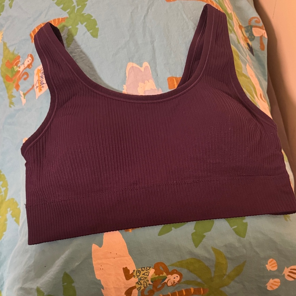 Purple Ribbed Women's Top